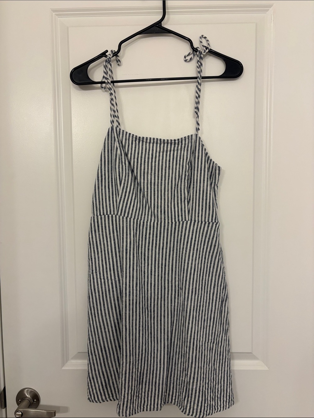 Old Navy Navy and White Striped Tie-Shoulder Mini Dress